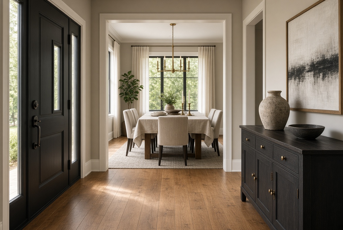 Staged entry looking through to dining